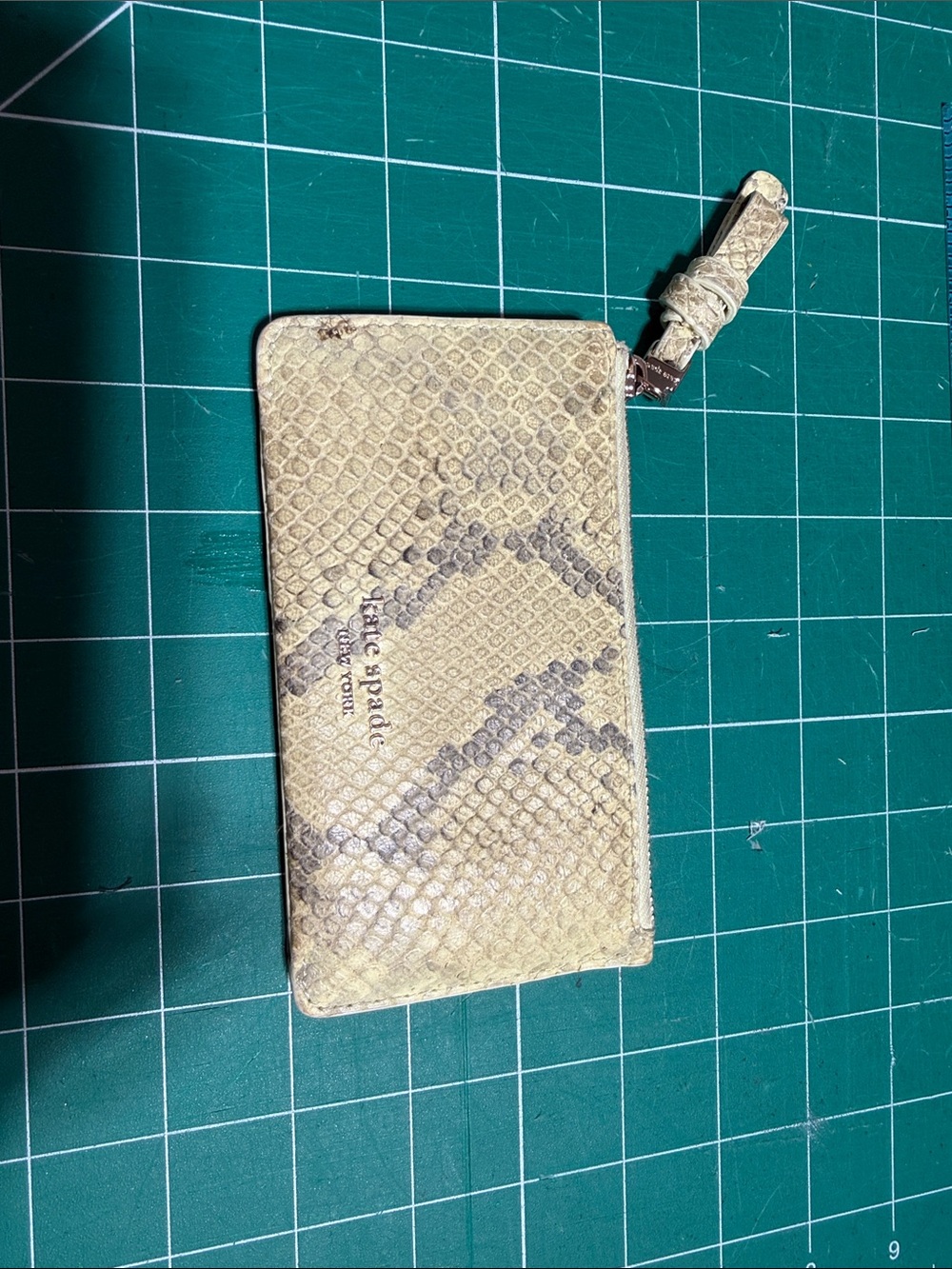kate spade Yellow Snake-Print Zip Wallet